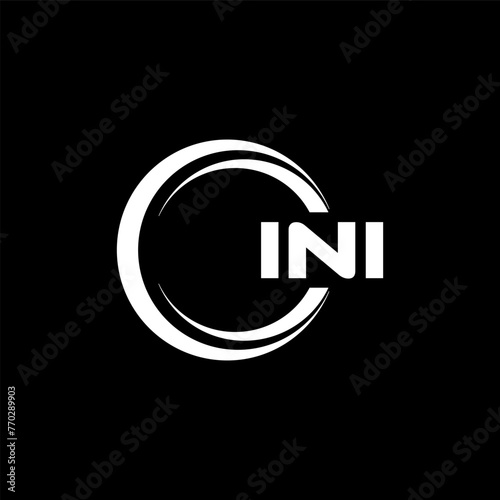 INI letter logo design with black background in illustrator  cube logo  vector logo  modern alphabet font overlap style. calligraphy designs for logo  Poster  Invitation  etc.