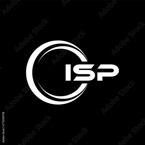 ISP letter logo design with black background in illustrator, cube logo, vector logo, modern alphabet font overlap style. calligraphy designs for logo, Poster, Invitation, etc.