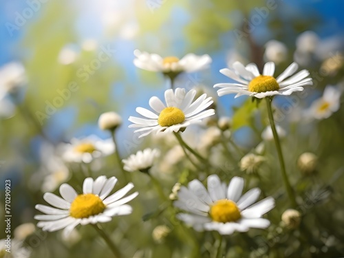 Field of daisies. Photo. Background. 