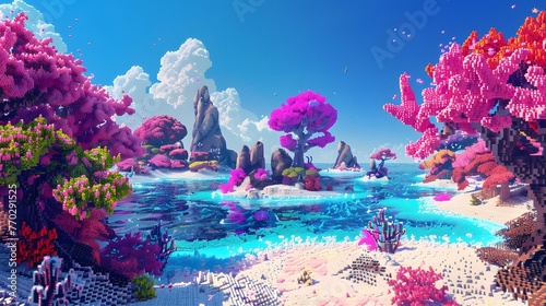 Fototapeta Naklejka Na Ścianę i Meble -  Sandbox coral reef in the blue sea