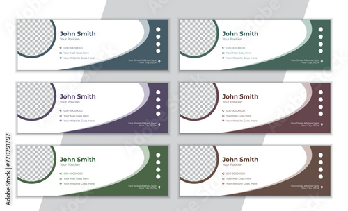 Creative simple colorful email signature design template.