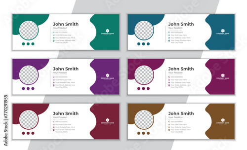 Creative simple colorful email signature design template.