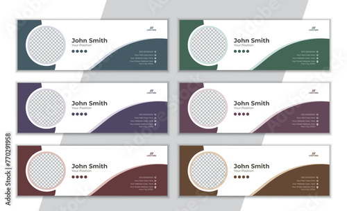 Creative simple colorful email signature design template.