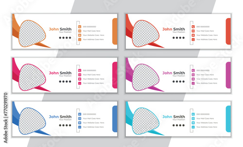 Creative simple colorful email signature design template.