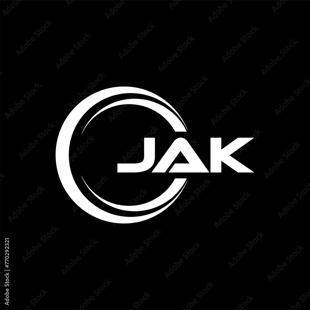 JAK letter logo design with black background in illustrator. Vector logo, calligraphy designs for logo, Poster, Invitation, etc. - obrazy, fototapety, plakaty 