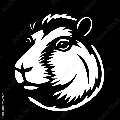 Capybara head, a simple vector image. The muzzle of an animal. Logo, black and white icon