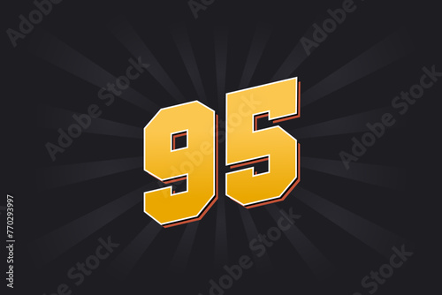 Number 95 vector font alphabet. Yellow 95 number with black background photo