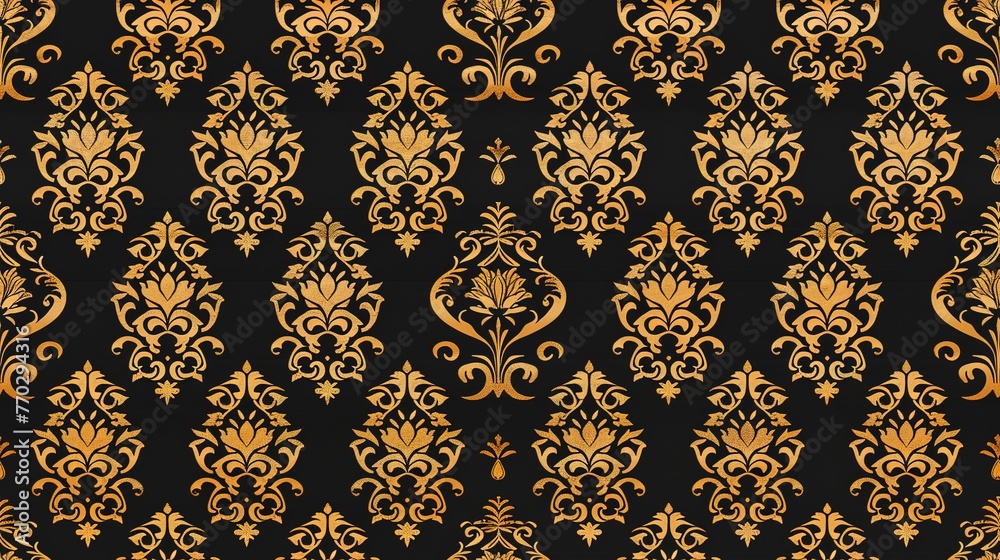 Luxurious gold and black Damask seamless pattern, opulence and sophistication . Seamless Pattern, Fabric Pattern, Tumbler Wrap. Luxurious gold and black Damask seamless pattern, opulence and sophistication . Seamless Pattern, Fabric Pattern, Tumbler Wrap.