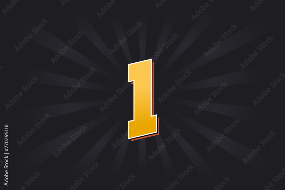 Number 1 vector font alphabet. Yellow 1 number with black background Number 1 vector font alphabet. Yellow 1 number with black background