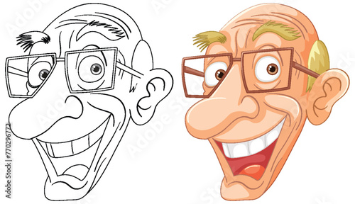 Two cartoon faces showing contrasting emotions.