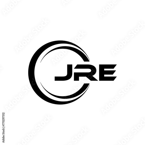 JRE letter logo design with white background in illustrator, cube logo, vector logo, modern alphabet font overlap style. calligraphy designs for logo, Poster, Invitation, etc. photo