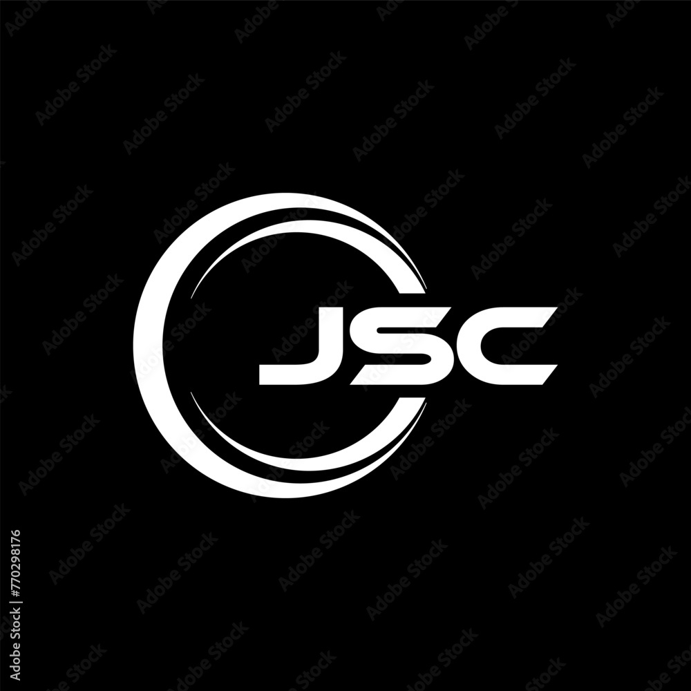 JSC letter logo design with black background in illustrator, cube logo ...