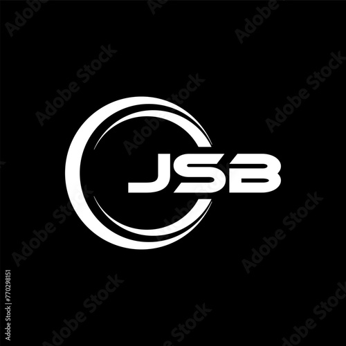 JSB letter logo design with black background in illustrator, cube logo, vector logo, modern alphabet font overlap style. calligraphy designs for logo, Poster, Invitation, etc. photo