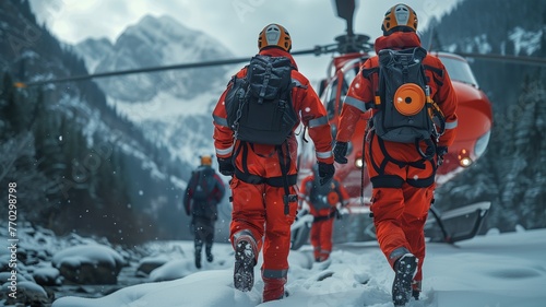 Wallpaper Mural Rescue helicopter in the mountains. Rescue team. Rescue helicopter. Torontodigital.ca