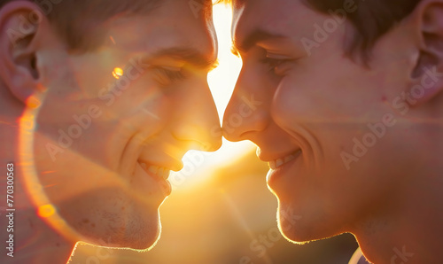 Close up romantic gay couple