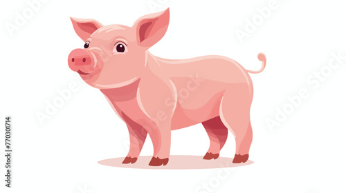 Young piglet standing isolated on white background.