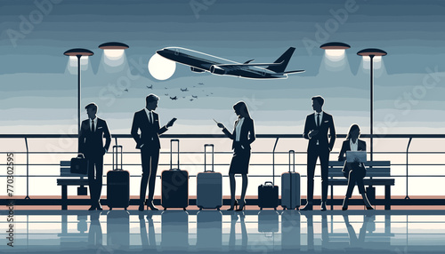 Concept of the image of an international airport. Vector illustration.