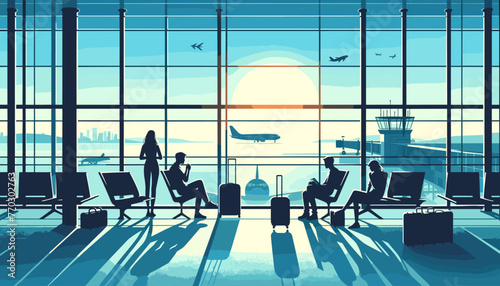 Concept of the image of an international airport. Vector illustration.
