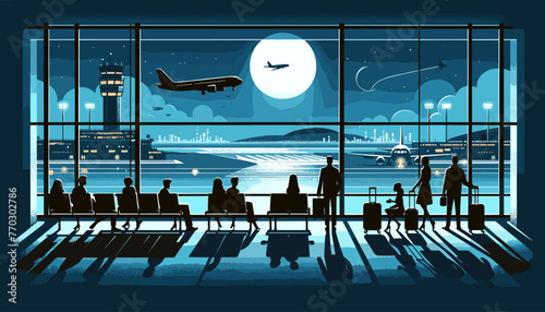 Concept of the image of an international airport. Vector illustration.