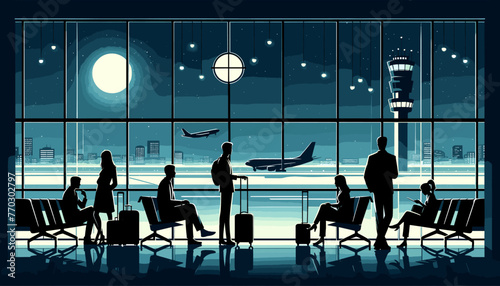 Concept of the image of an international airport. Vector illustration.