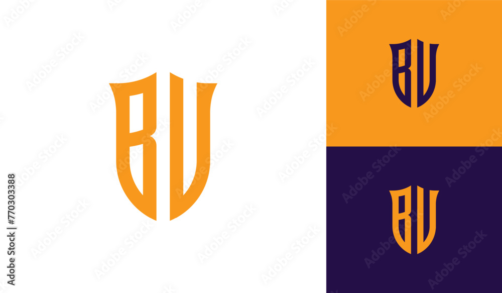 Letter BV shield initial esport logo design Letter BV shield initial esport logo design