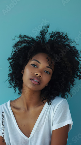 Beauty portrait of the serene elegance of a young diverse woman isolated from the background