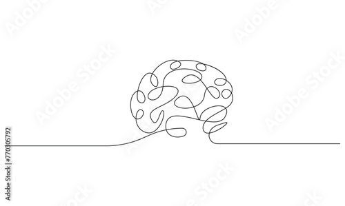 Vector continuous one simple single abstract line drawing of human brain isolated on a white background

