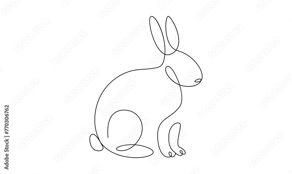 Vector continuous one simple single abstract line drawing of Rabbit pet animal isolated on a white background Vector continuous one simple single abstract line drawing of Rabbit pet animal isolated on a white background
