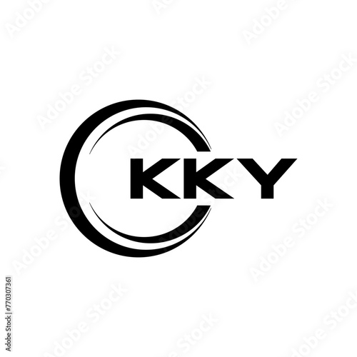 KKY letter logo design with white background in illustrator, cube logo, vector logo, modern alphabet font overlap style. calligraphy designs for logo, Poster, Invitation, etc. photo