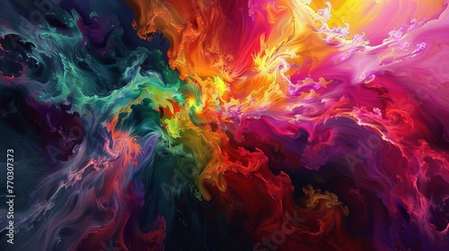 mixed different colors on art picture, waves of colors