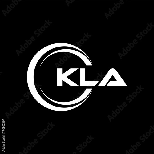 KLA letter logo design with black background in illustrator, cube logo, vector logo, modern alphabet font overlap style. calligraphy designs for logo, Poster, Invitation, etc.