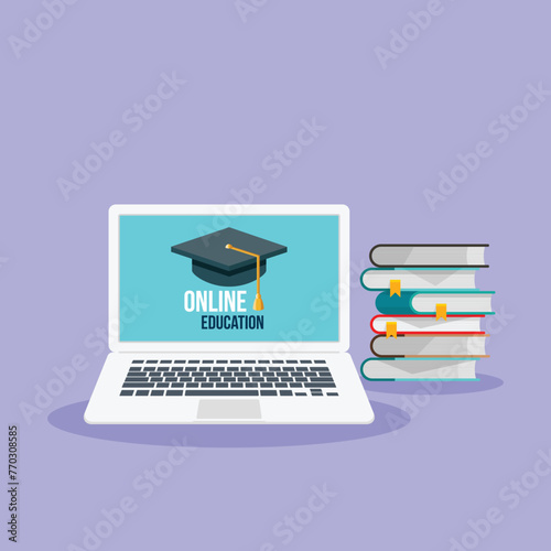 Online learning. Concept of webinar, business online training, education on computer or e-learning concept, video tutorial vector illustration 