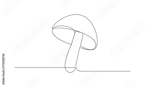 Vector continuous one simple single abstract line drawing of Mushroom isolated on a white background
