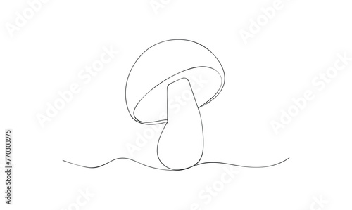 Vector continuous one simple single abstract line drawing of Mushroom isolated on a white background
