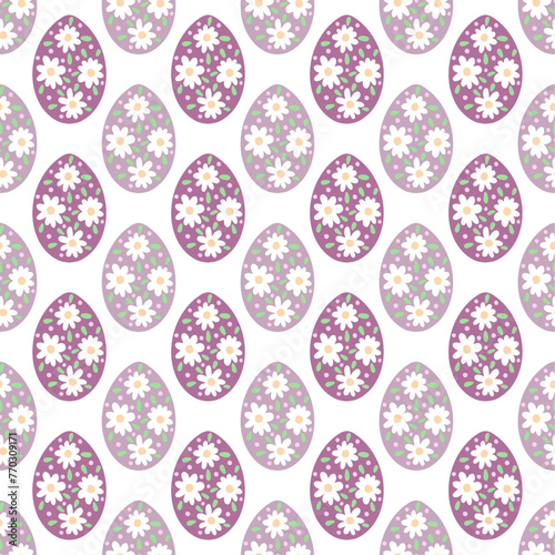 Easter eggs seamless pattern, spring holidays minimalist hugge illustration