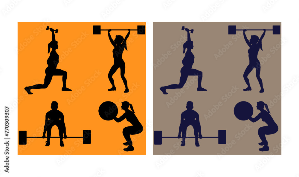 black CrossFit training silhouette collection, silhouette, people, vector, woman, illustration, sport, dance, black, silhouettes, fitness, men, black CrossFit training silhouette collection, silhouette, people, vector, woman, illustration, sport, dance, black, silhouettes, fitness, men,