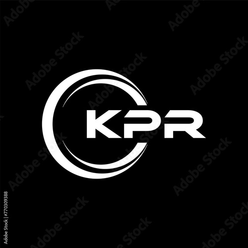 KPR letter logo design with black background in illustrator, cube logo, vector logo, modern alphabet font overlap style. calligraphy designs for logo, Poster, Invitation, etc. photo