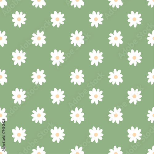 Flowers seamless pattern, nature minimalist hugge illustration