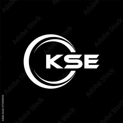 KSE letter logo design with black background in illustrator, cube logo, vector logo, modern alphabet font overlap style. calligraphy designs for logo, Poster, Invitation, etc.