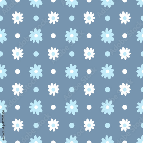 Flowers seamless pattern, nature minimalist hugge illustration
