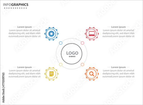 Circle infographic template with 4 options for presentations. Vector infographic design template. diagram, number options. Data visualization. Business concept with 4 steps, four process.