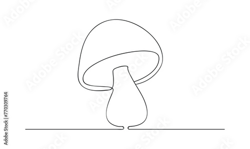 Vector continuous one simple single abstract line drawing of Mushroom isolated on a white background
