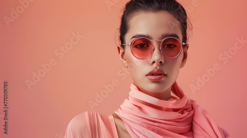 Artistic Vision: Fashionable Indian Lady Embracing Peachy Vibes generative ai
