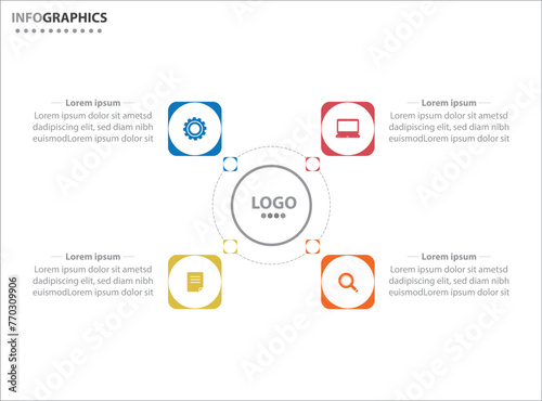 Circle infographic template with 4 options for presentations. Vector infographic design template. diagram, number options. Data visualization. Business concept with 4 steps, four process.