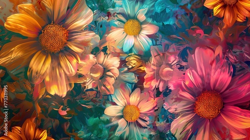 abstract colorful flowers background