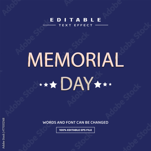 Memorial day editable text 3d  effect style