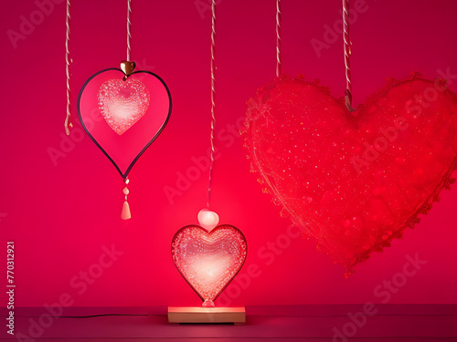 Valentine's big heart shape with a little lamp decoration background