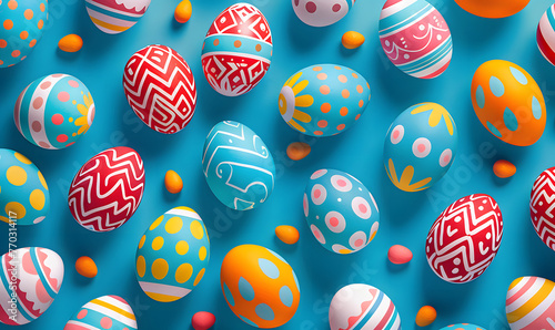 Bright Easter Eggs pattern, Generative AI 