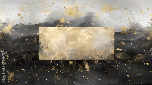 black and white watercolor background with golden stars seamless