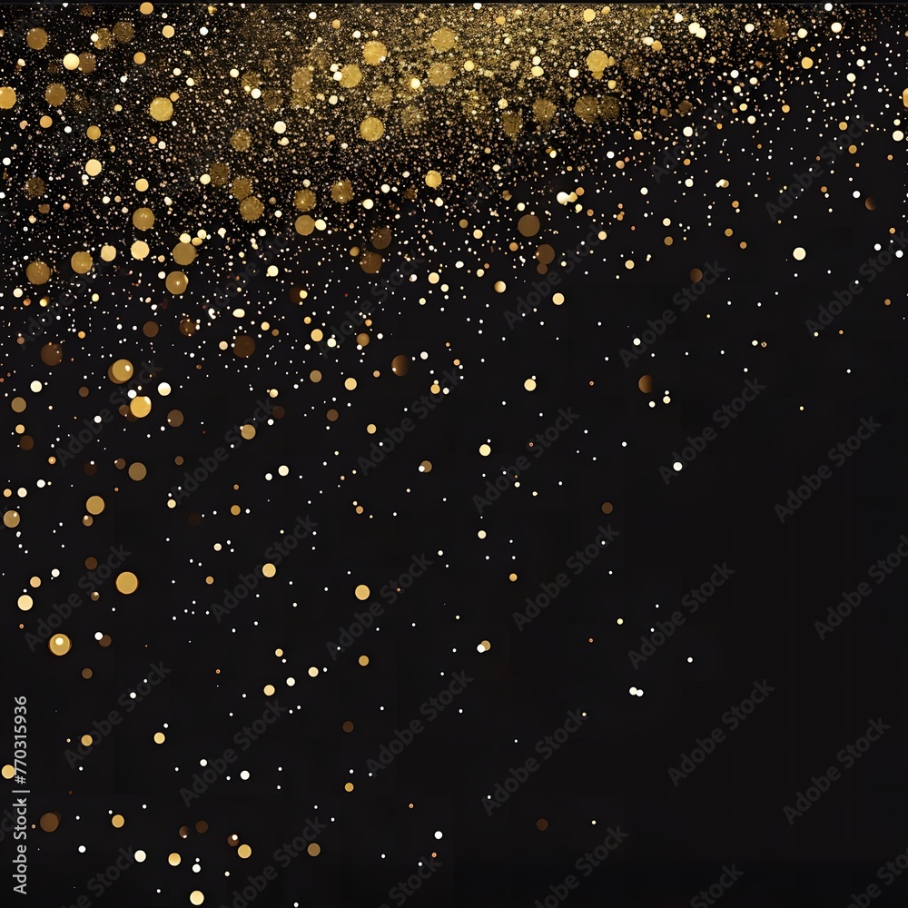 black background with gold confetti dots seamless